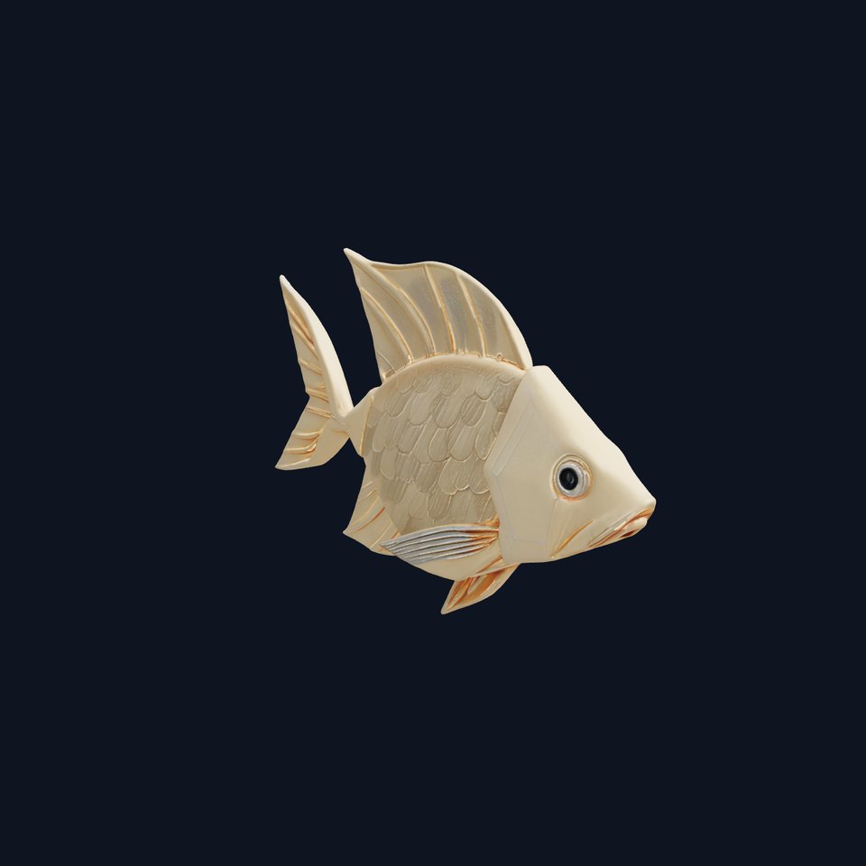 Golden Origami Fish Model Pack